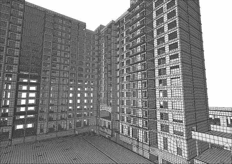 Модель проектируемого здания с конечными элементами
